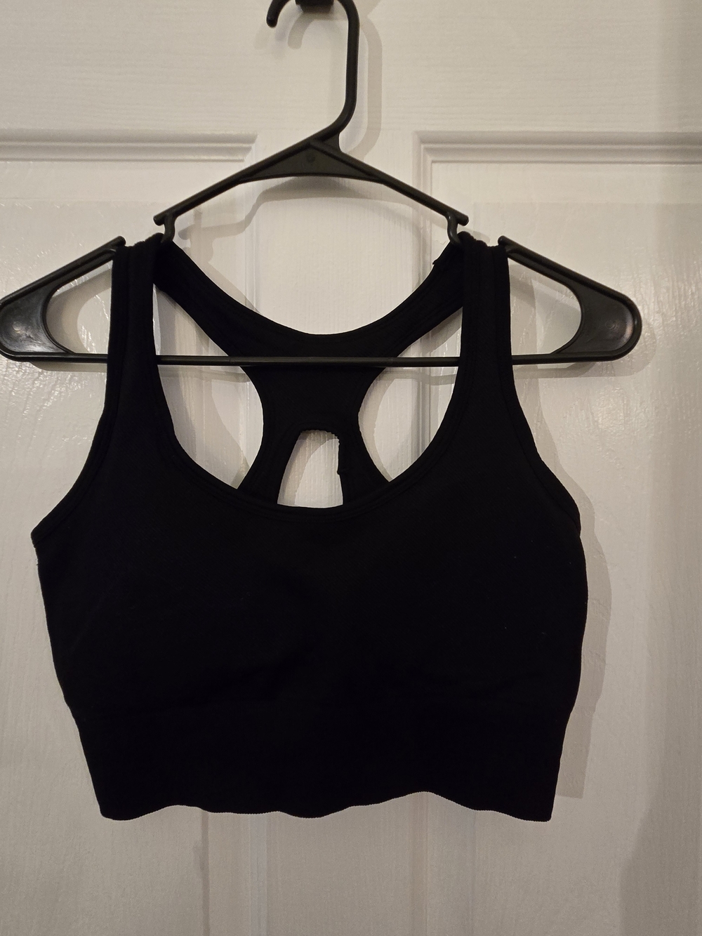 Women's Black Racerback Sports Bra with Keyhole Back